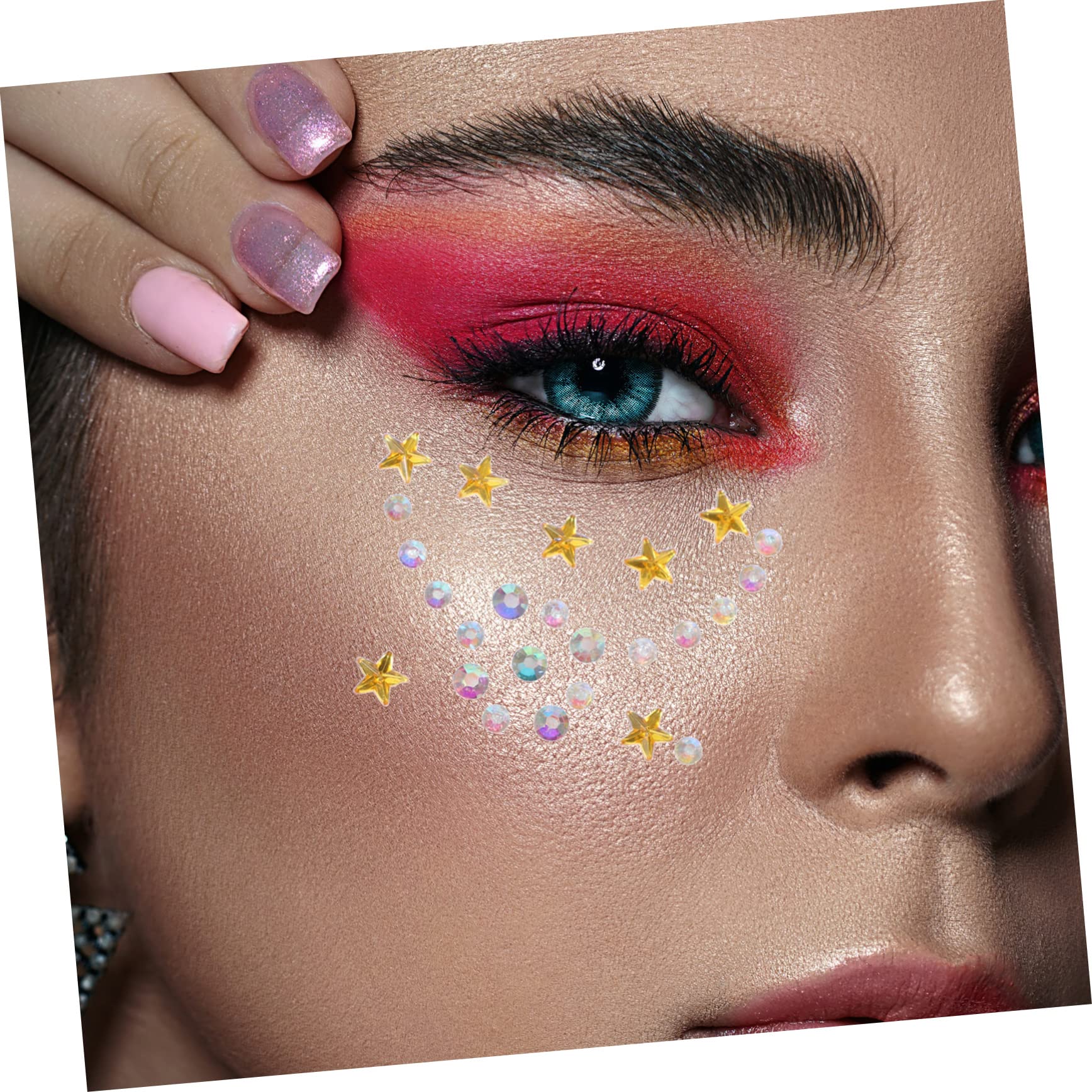 Healeved 28juegos Pegatinas De Gemas Faciales Autoadhesivas Para Maquillaje De Joyas De Festival Para Halloween y Cosplay Brillantes y Coloridas Para Fiestas y Eventos Especiales