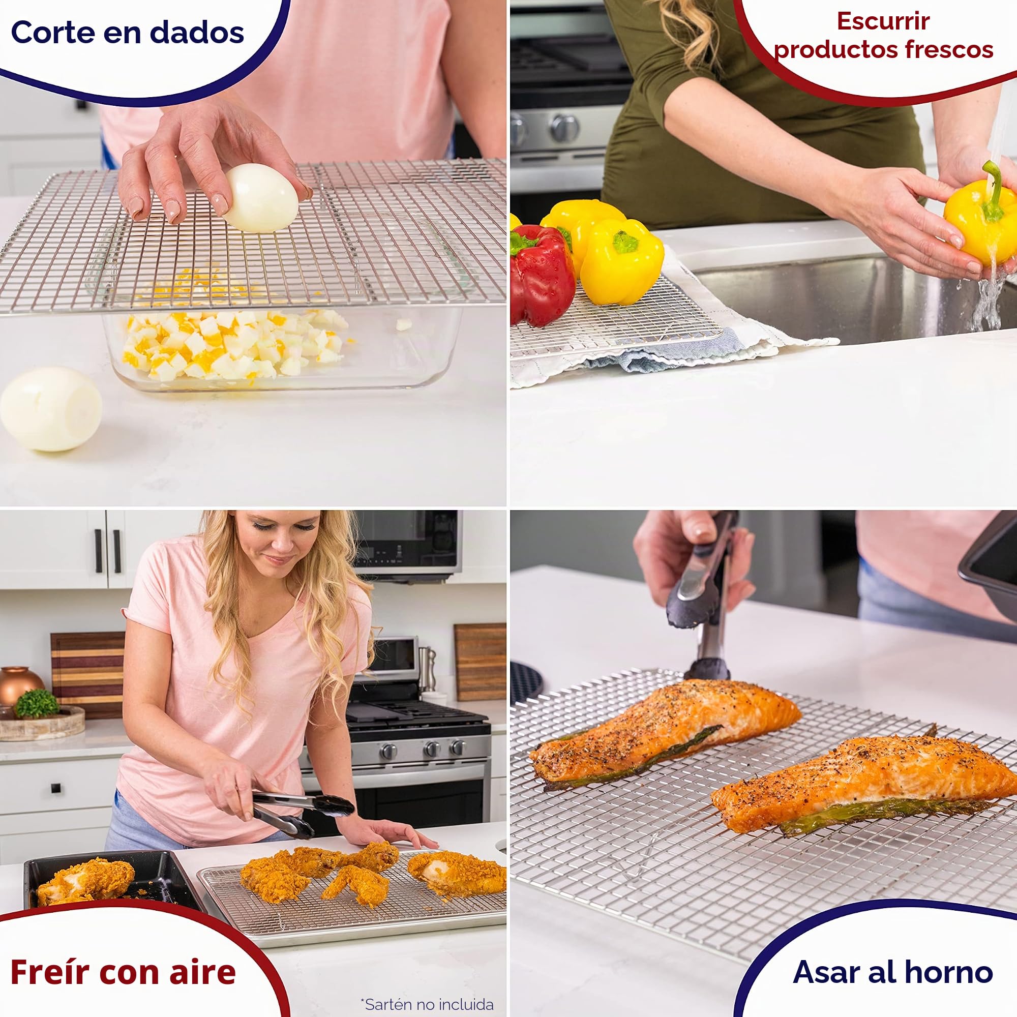 Rejilla Para Enfriar y Hornear de Acero Inoxidable, Parrilla Para Horno Para La Mayoría de Bandejas de Horno - Bandeja Para Galletas y Bizcochos, Utensilios de Repostería - 25,4 cm x 38,1 cm 2 PACK