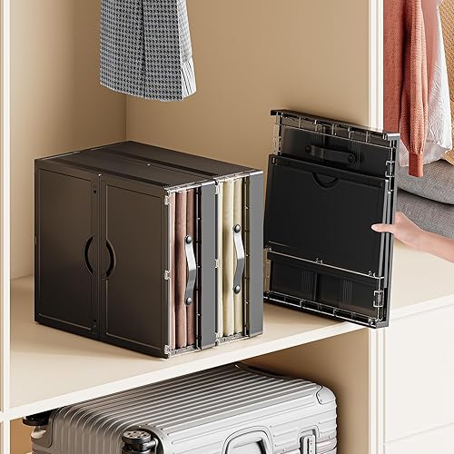 Miniatura 4 de Paquete de 2 organizadores y almacenamiento de sábanas, organizador de carpetas de sábanas de plástico para armario de lino, caja de almacenamiento