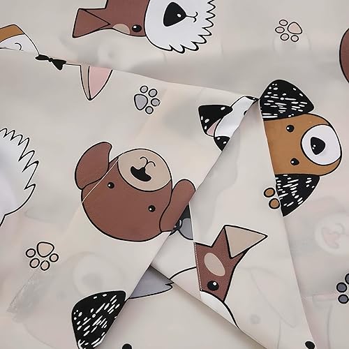 Miniatura 3 de SDY Juego de sábanas de 4 piezas para perro, tamaño Queen, lindo patrón de cachorro con bolsillo profundo, decoración de dormitorio Kawaii para