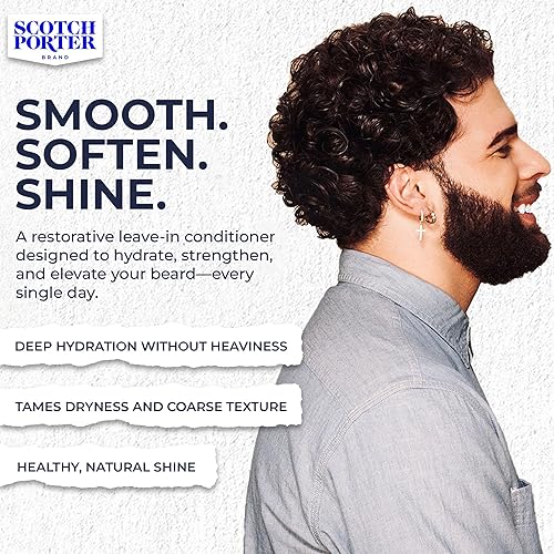 Miniatura 6 de Scotch Porter Acondicionador restaurador de barba sin enjuague, suavizante acondicionador profundo con sensación ligera, reduce el encrespamiento y
