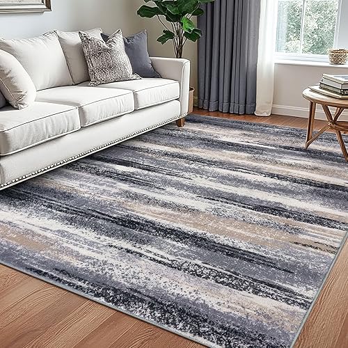 Miniatura 23 de Alfombra moderna abstracta de 2 x 6 pies, alfombra de pasillo lavable gris negro multi para cocina, antideslizante, suave, alfombra delgada de Gris
