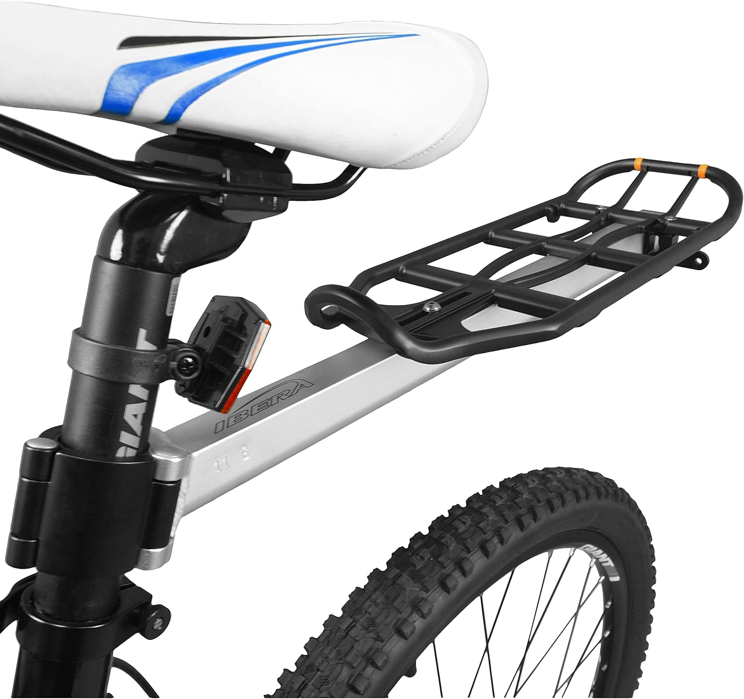 Ibera Seatpost-Mounted Rear Bike Rack - Quick-Release Bike Cargo Rack for 26"/700c Frames - 22 lbs Capacity & Adjustable Length - Weather Resistant Bicycle Rear Rack, Lightweight Anodized Aluminum
