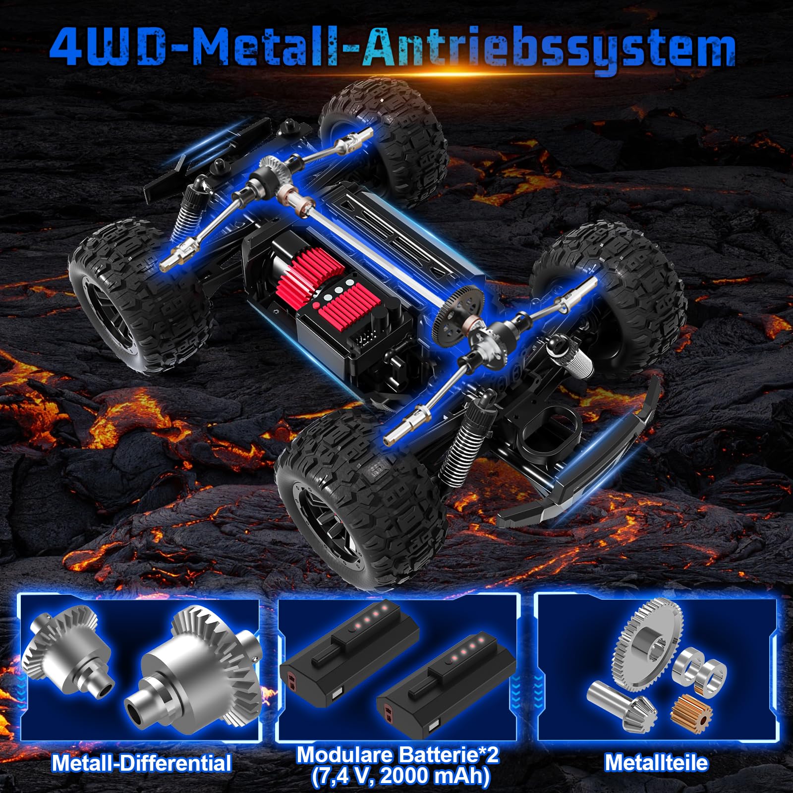1/14 bezszczotkowy samochód RC z 7 kolorami światła (niebieski)