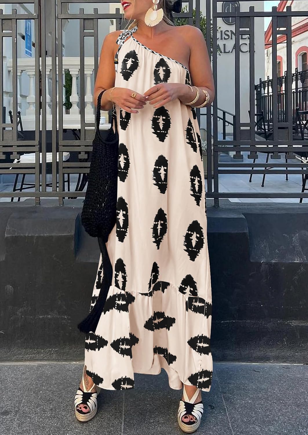 PRETTYGARDEN Women's One Shoulder Maxi Dress 2026 Summer Printed Boho Flowy Long Sundress — view 3