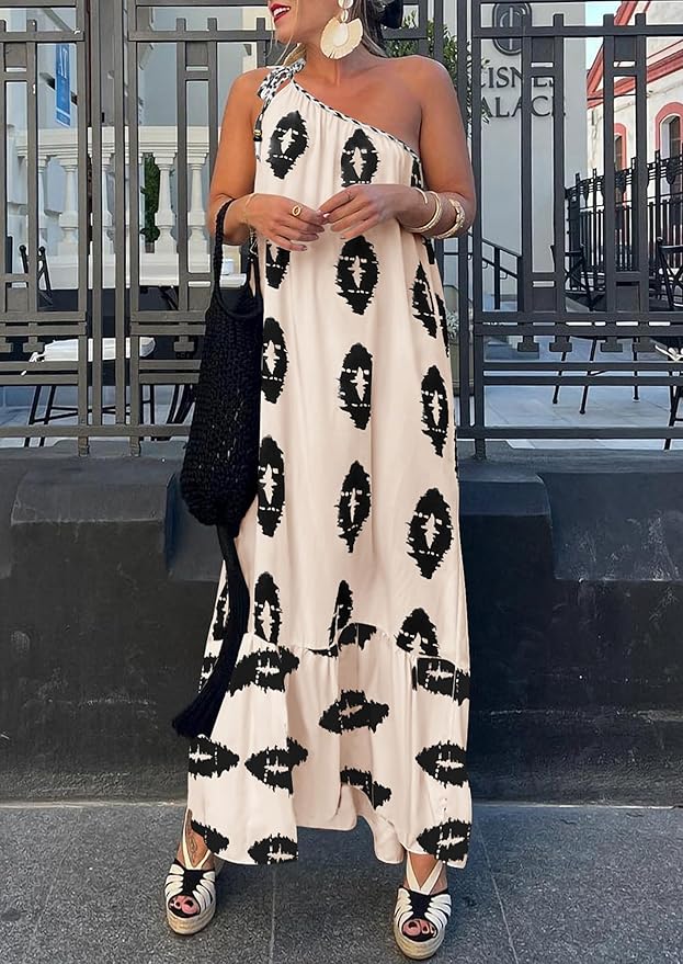 One-Shoulder Flowy Maxi Dress 