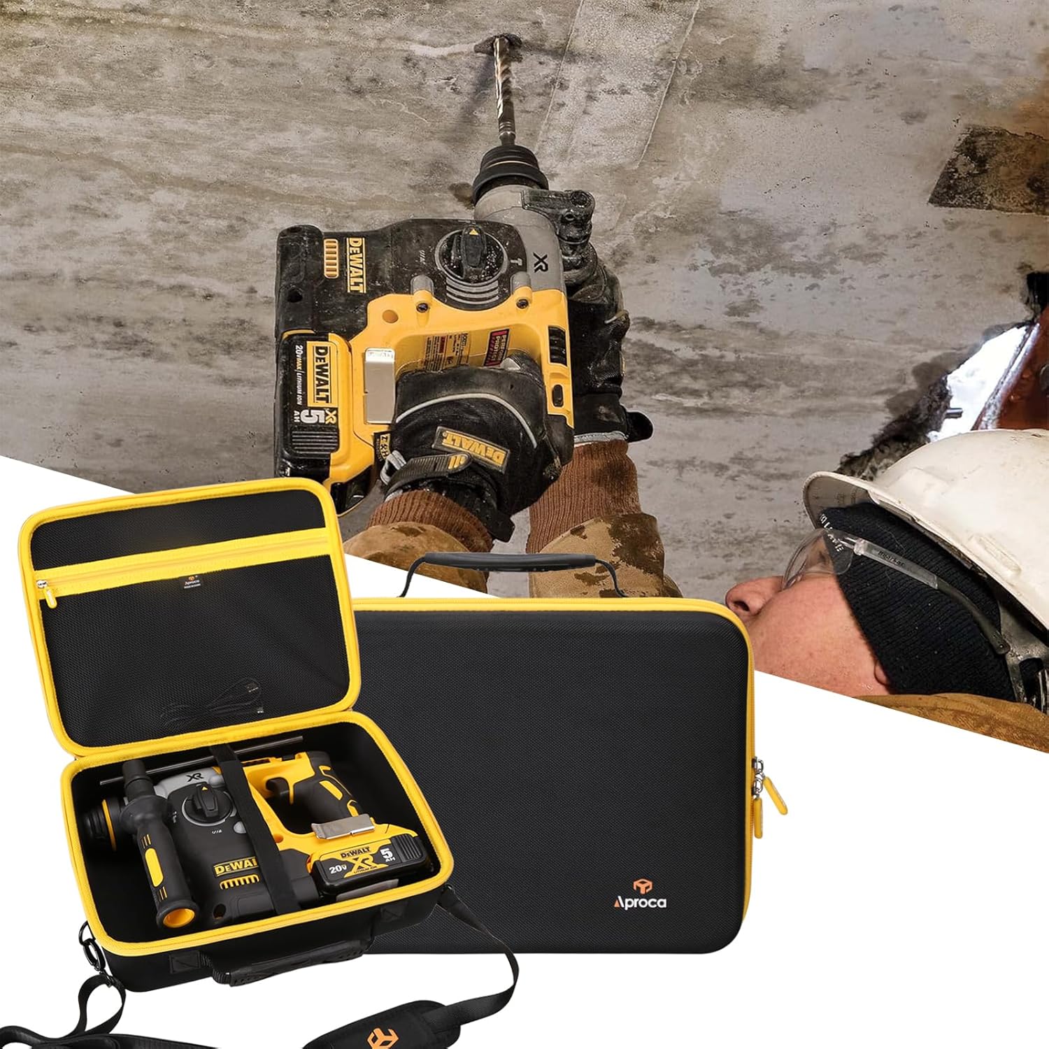Aproca Case Compatible with DEWALT 20V MAX SDS Rotary Hammer Drill (DCH273B), Portable Storage Bag for Accessories (Case Only)