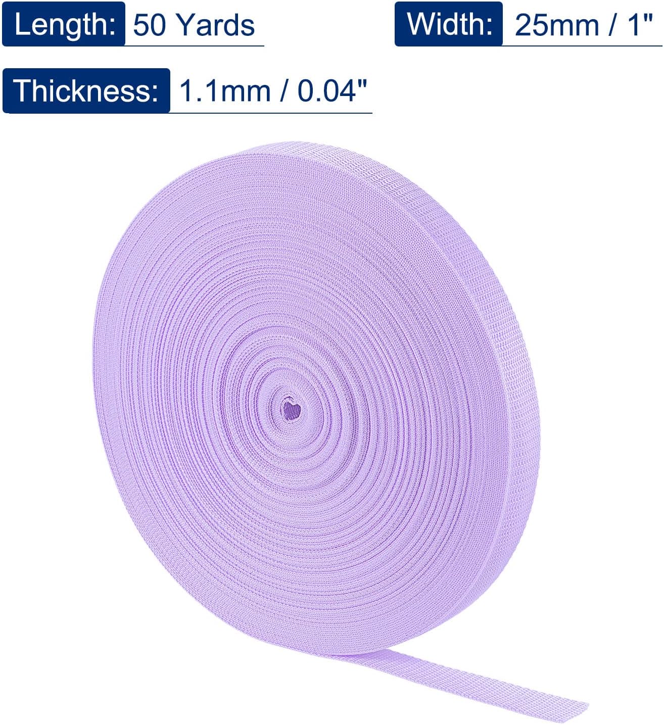 MECCANIXITY Lightweight Polypropylene Webbing Strap 1" 50 Yards Light Purple Strapping Band for Outdoor