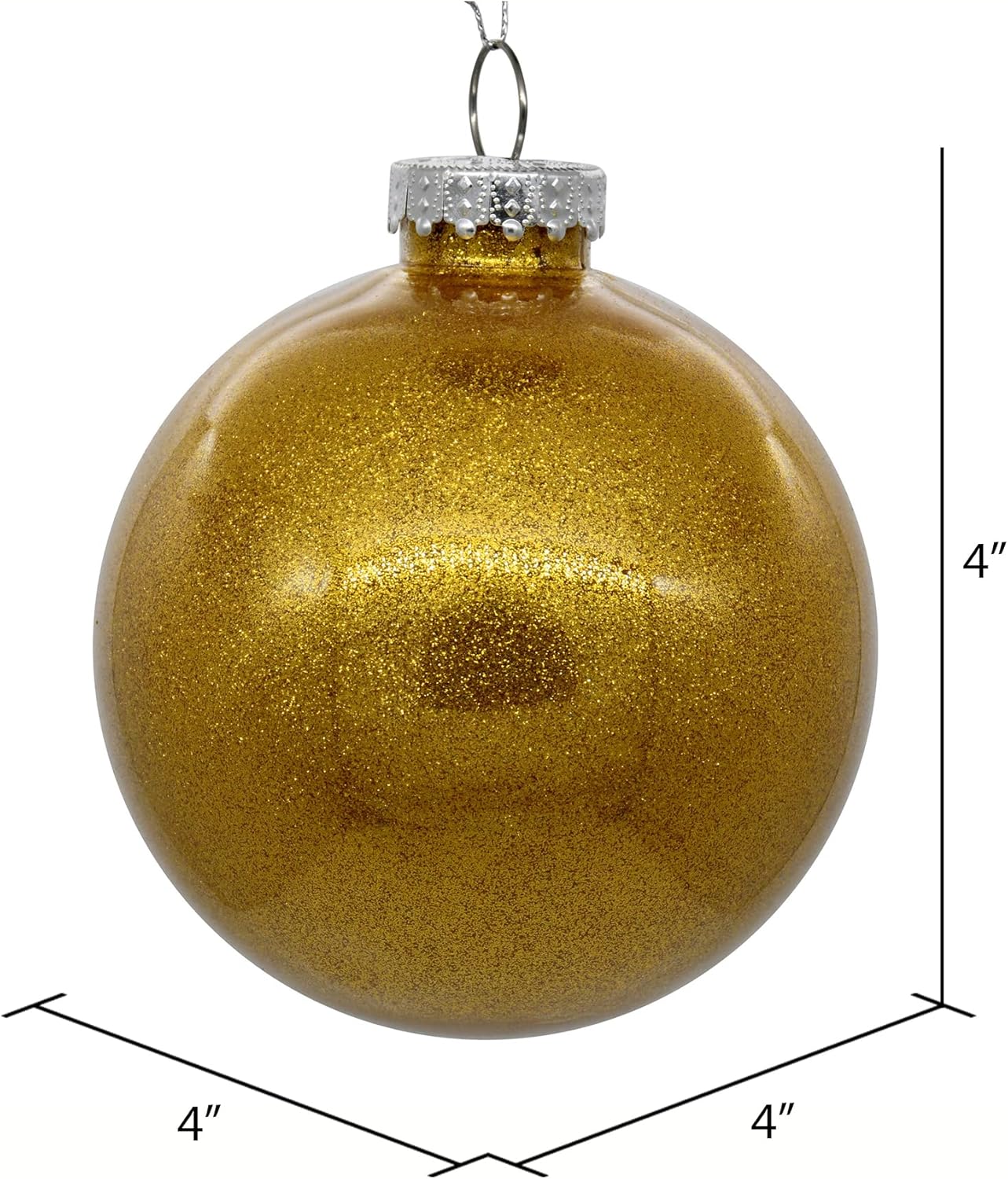 Vickerman 4インチ クリアボール クリスマスオーナメント アンティークゴールドグリッターインテリアこのアイテムには6個のオ