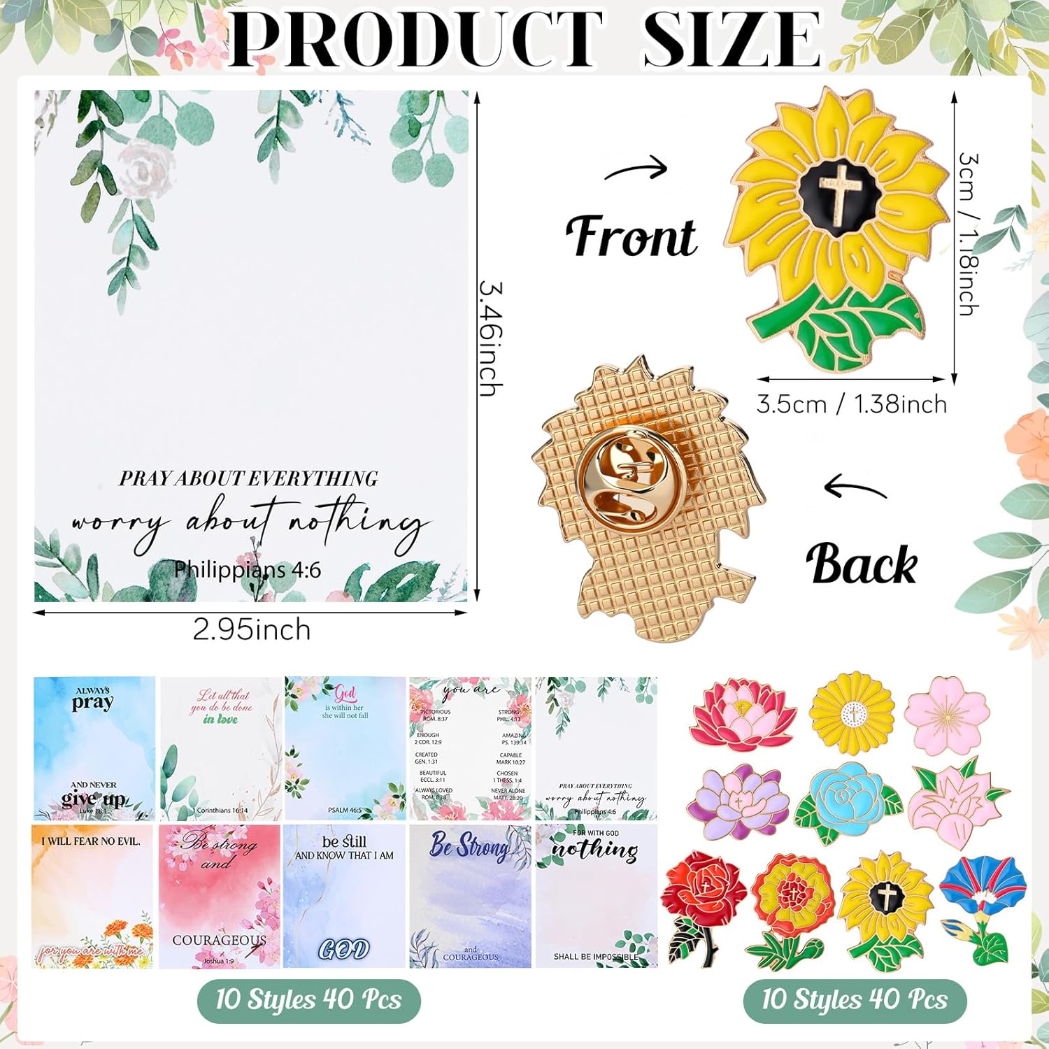 Liliaafar 40 Sets Christian Enamel Pins Bulk Bible Verses Lapel Pin for Women Mothers Day Church Gifts Butterfly Cross Flower