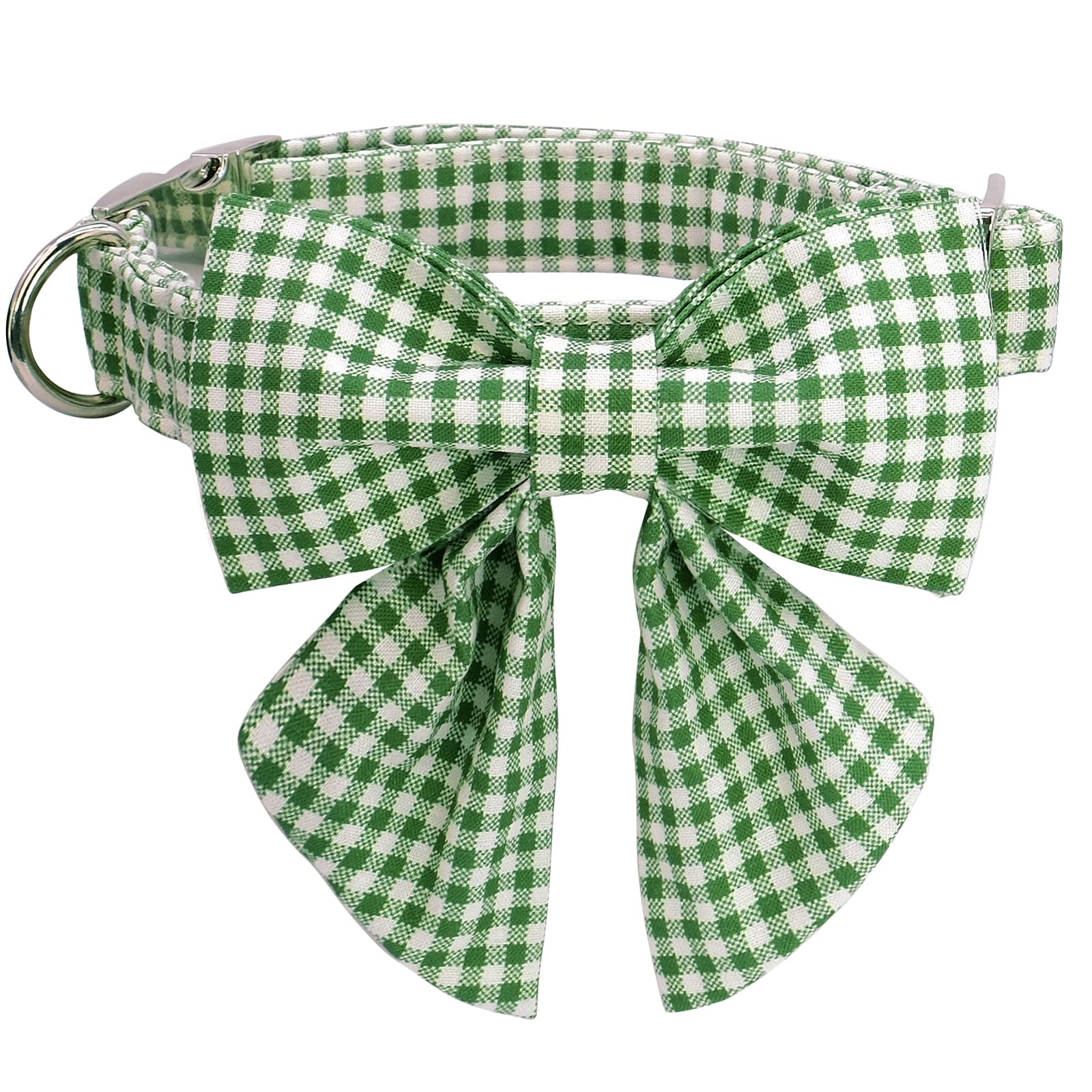 Lionet Paws Dog Collar with Sailor Bow, Durable Adjustable and Comfortable Green Bowtie Collar for Dogs and Cats, XX-Small, Neck 7-11in