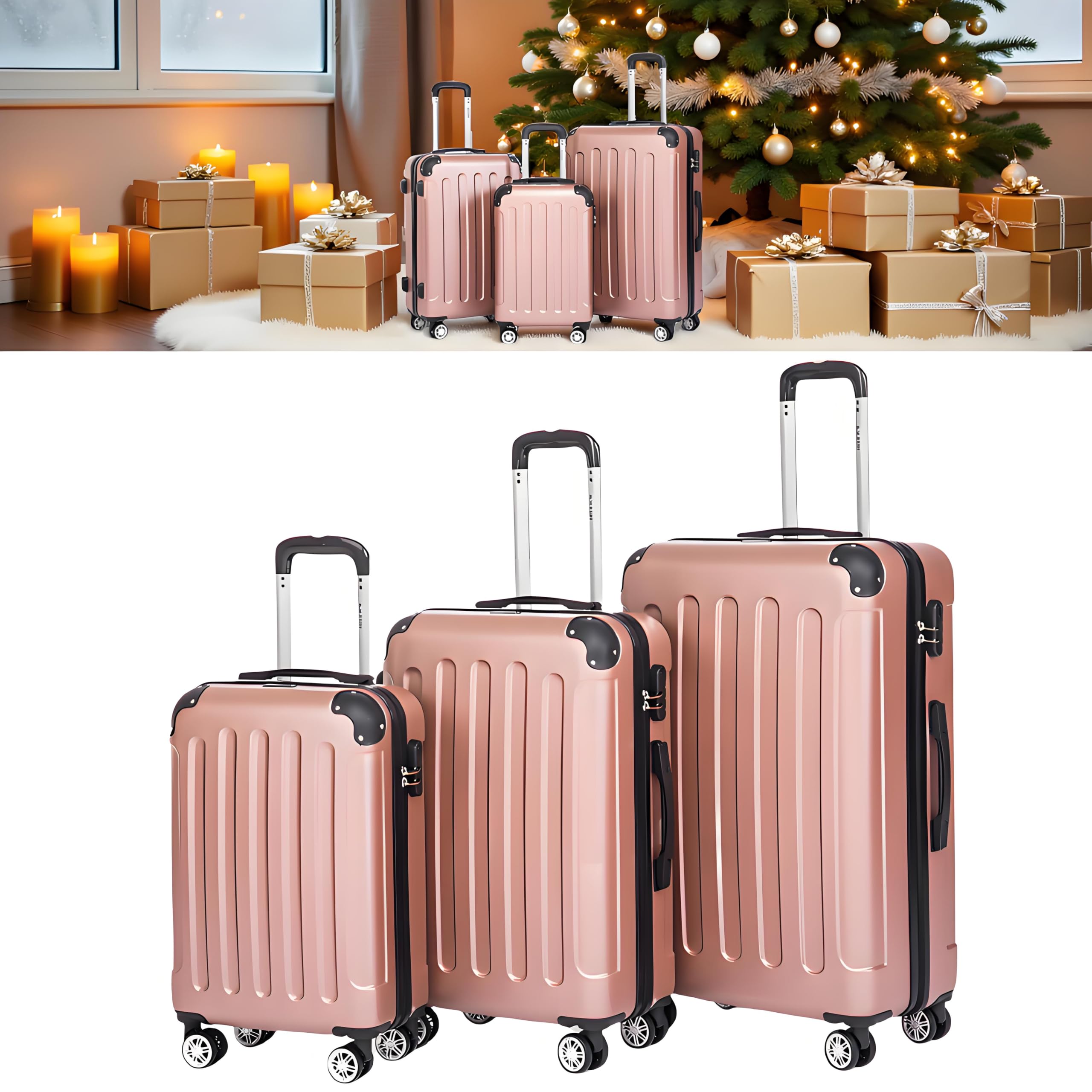Valigia Rigida Cabina 55cm in ABS Léger et Résistant avec Lucchetto et 4 Roulettes 360°,Trolley Bagaglio a Mano Pratique et Durable per Viaggio