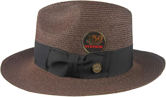 Stetson Temple Brown Hemp Straw Fedora 
