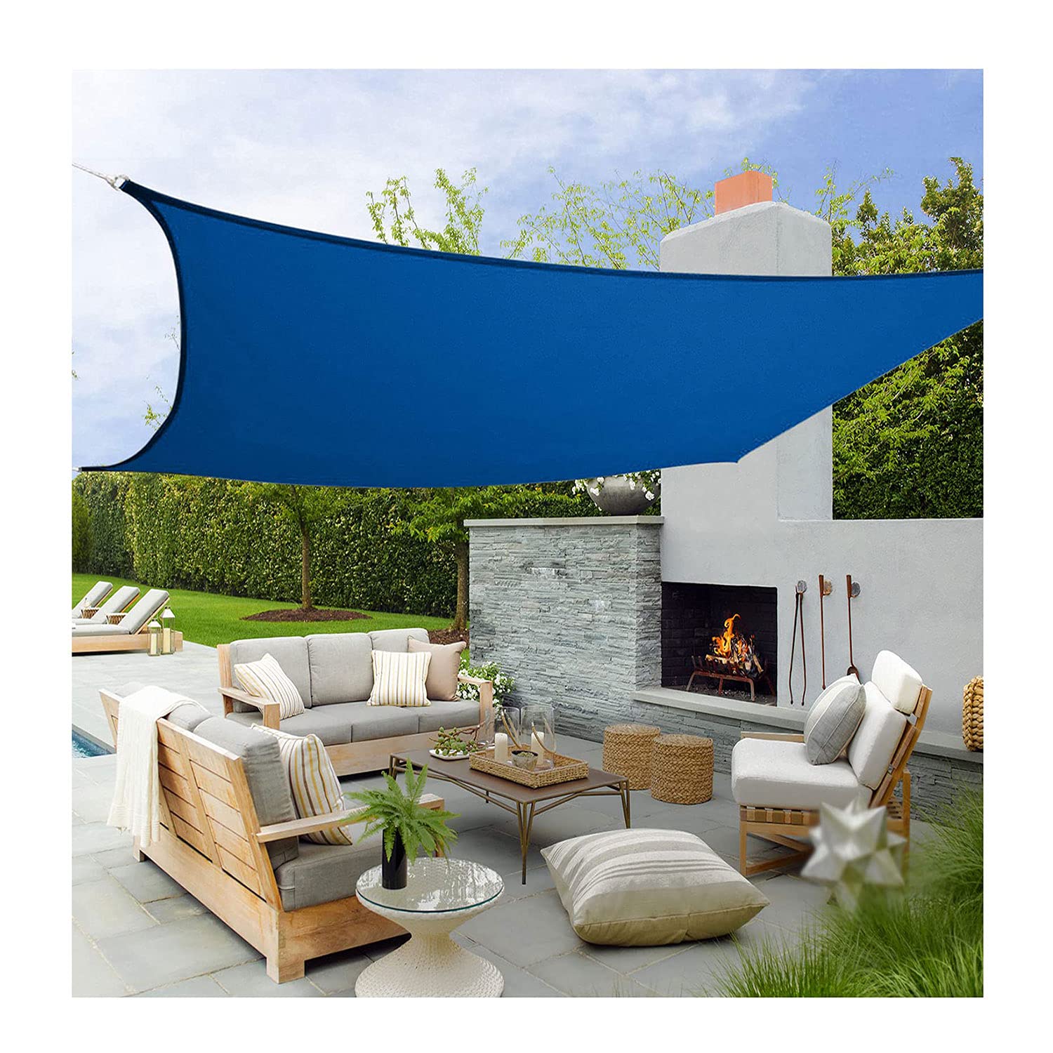 Sun Sail Sunshade Sail 2x2m 3x5m Rectangle Square Waterproof 98% UV Block Sunscreen Awning Roof for Garden Terrace Party Summer Yard Beach with Free Rope, Blue