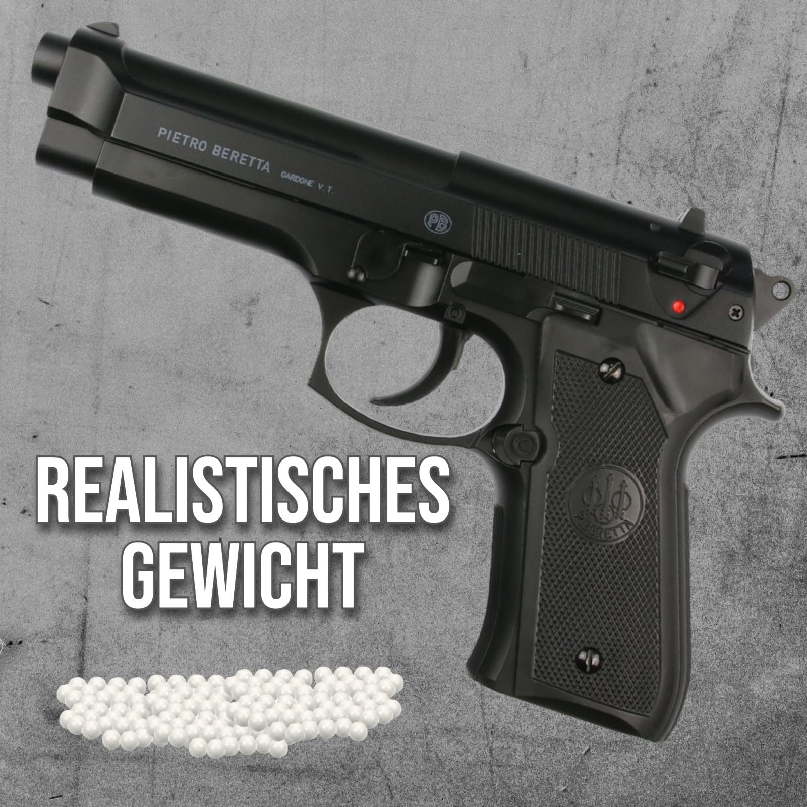 Set Beretta M92 FS HME Softair-Pistole 0,5 Joule Airsoft inkl. 500 Bio BB's & Magazin - Air Soft Waffe mit Metallschlitten