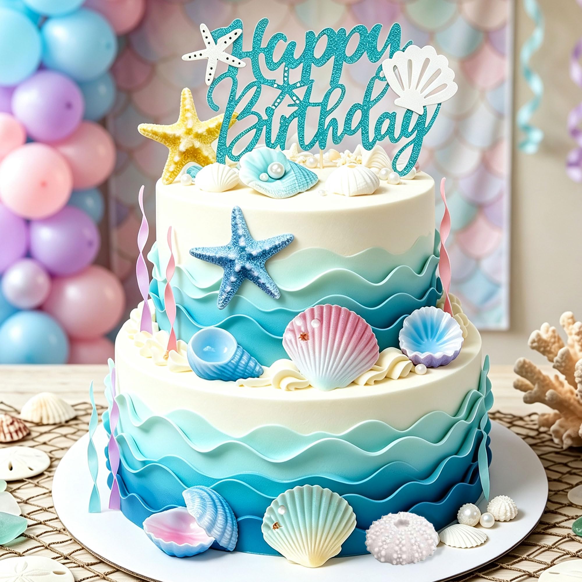 Under the Sea Ocean Cake Decorations Shells Cake Decor