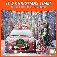 Vista 3 de ZONETECH Decoración de corona de automóvil de Navidad con luces LED, accesorio de temporada navideña de alta calidad para parrilla delantera