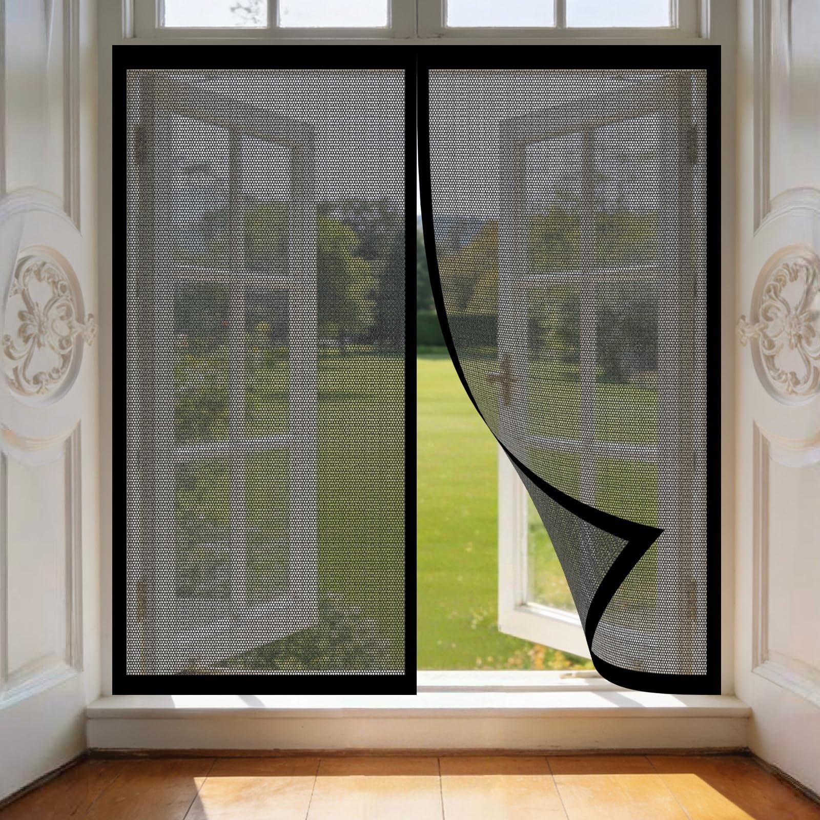 Moustiquaire magnétique 82x300 cm noire sans perçage pour porte et couloir