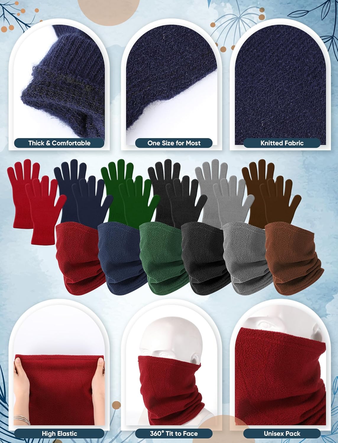 Suhine 144 Pieces Homeless Care Package Supplies Bulk Winter Beanies Gloves, Socks, Coral Fleece Blankets, Drawstring Bags, Neck Warmers Unisex for Winter Homeless Care - Image 3