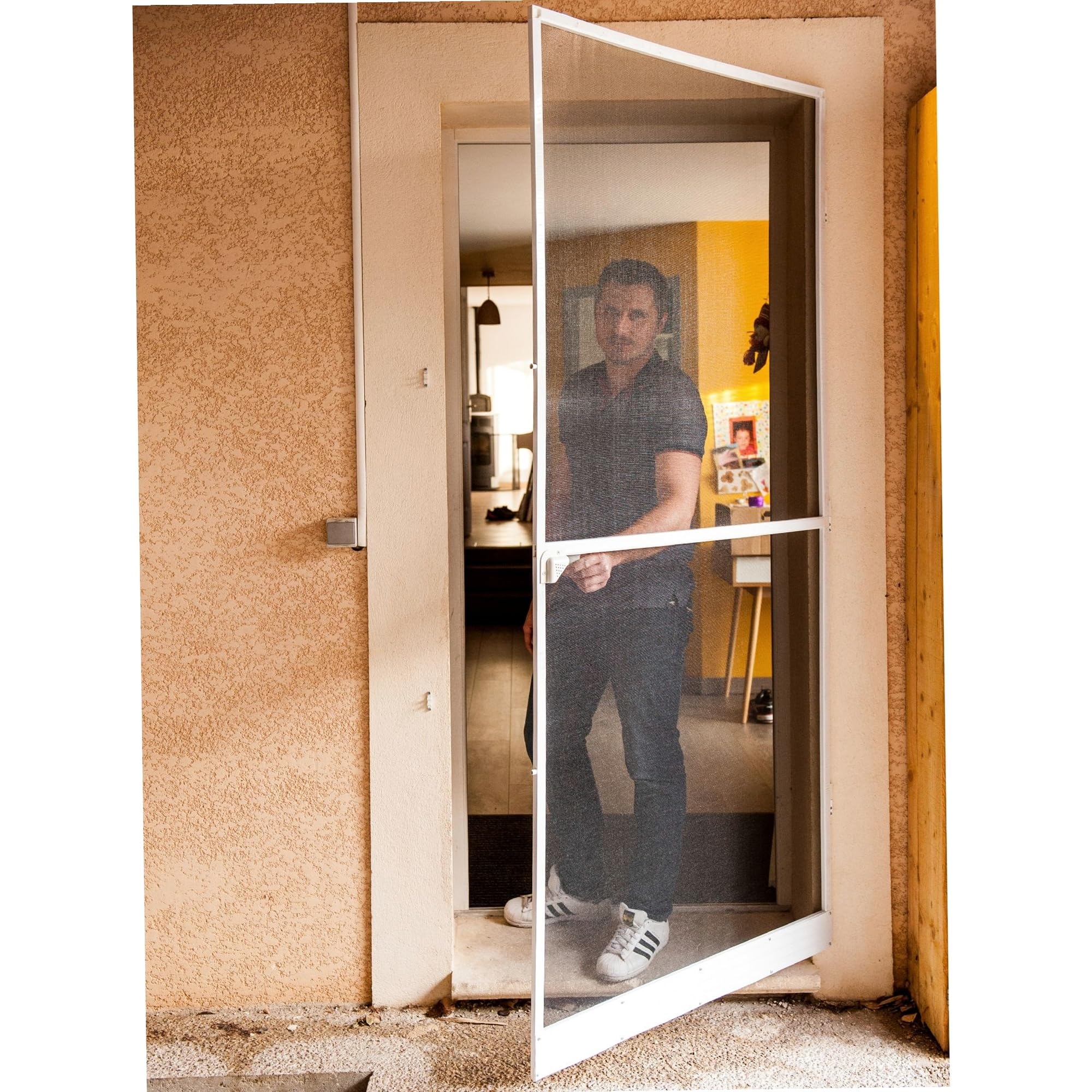 WERKA PRO Porte Moustiquaire Cadre Alu Réglable avec Poignée 100 x 225 cm