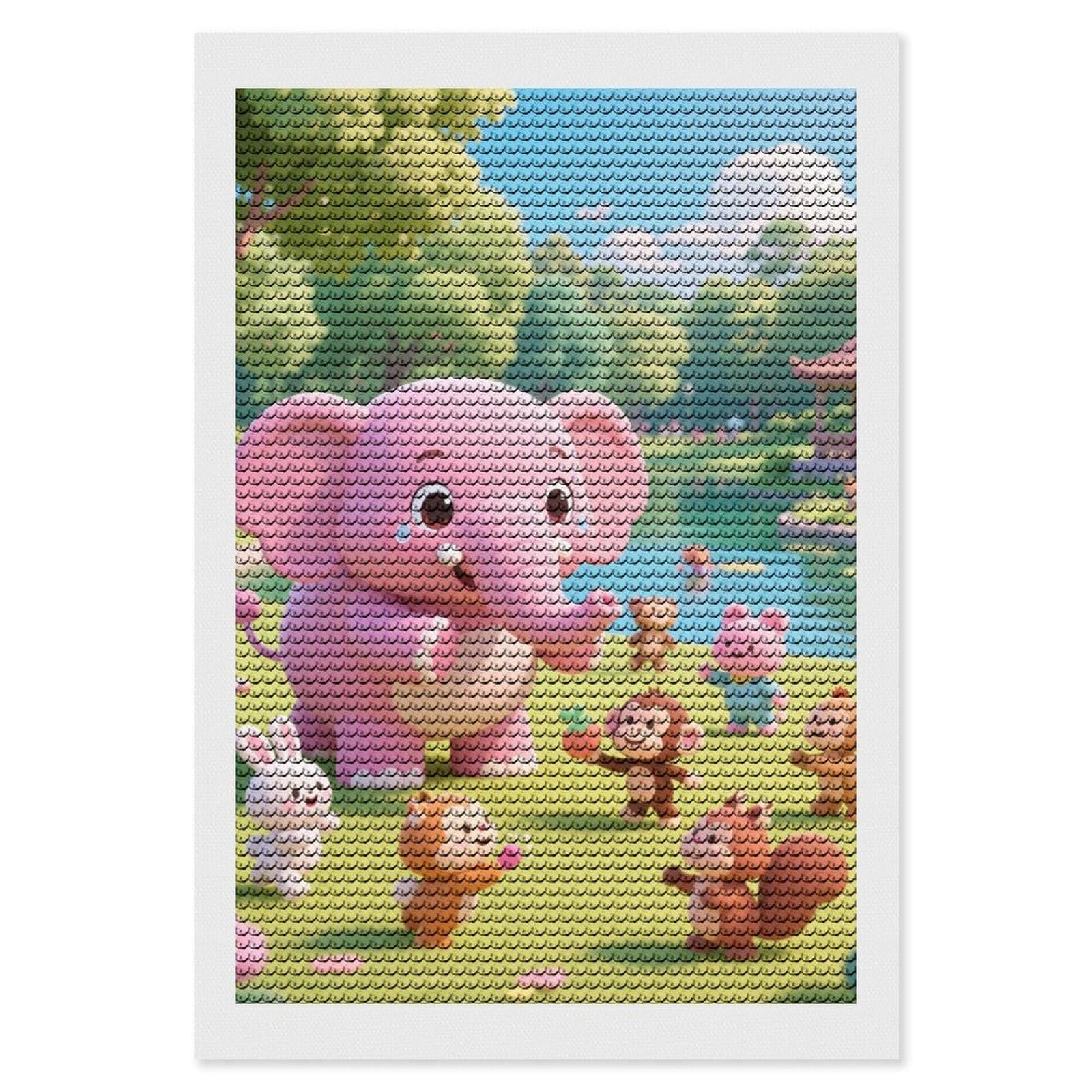 DWVTSLH Cute Elephant Diamond Painting Kits for Adults, Personalized Diamond Photo Art Full Drill, DIY 5D Diamond Art Painting Kits for Beginners, Home Wall Decor 8"x12"