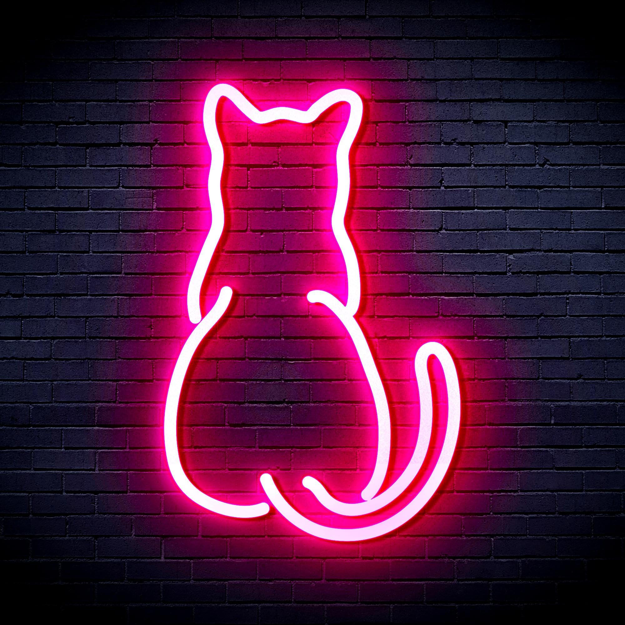 ADVPRO Cat Kitten Back Pet Flex Silicone LED Neon Sign - Pink - st16s43-fnu0023-k