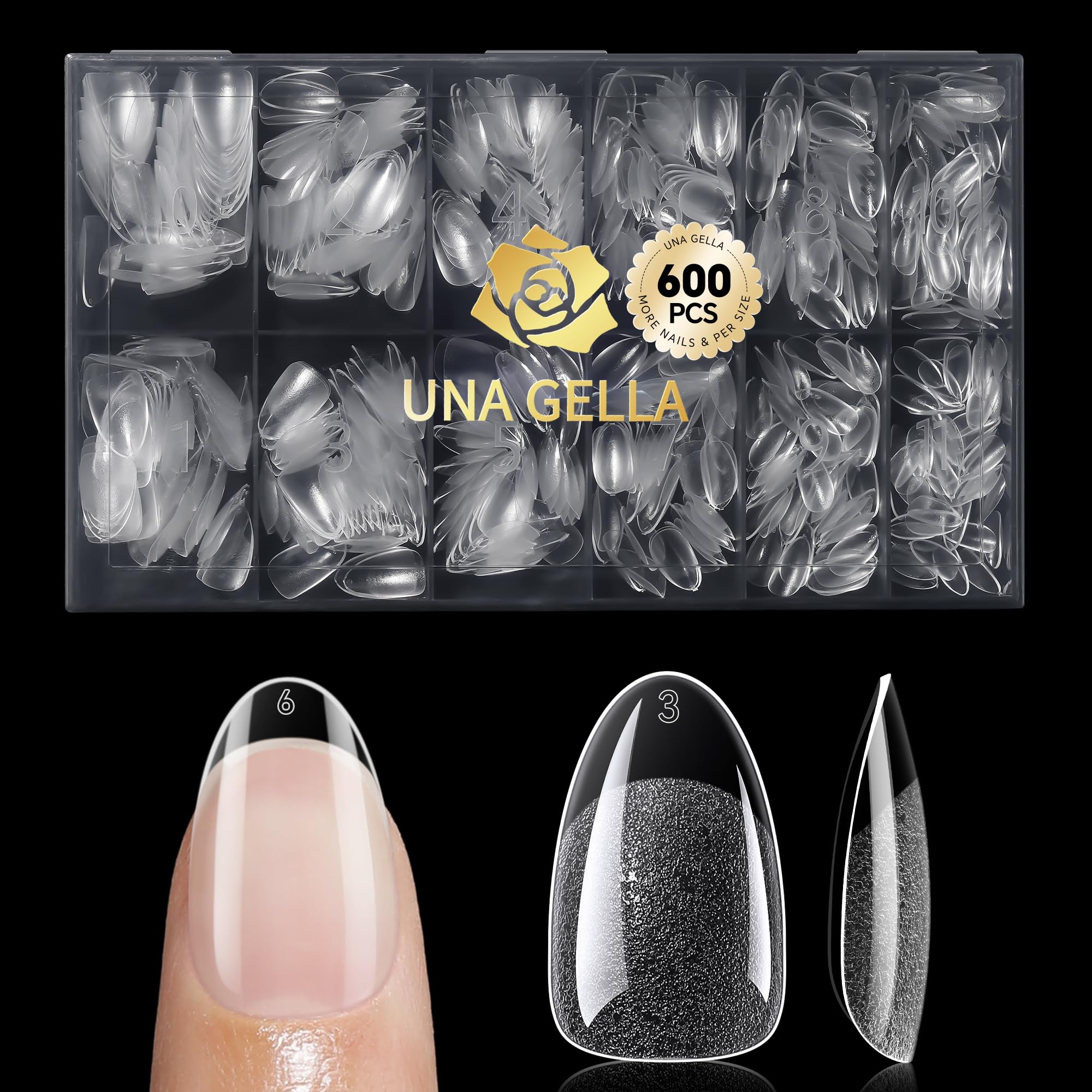 Photo 1 of UNA GELLA 600Pcs Short Oval Almond Nail Tips, Round Almond Press on Nails