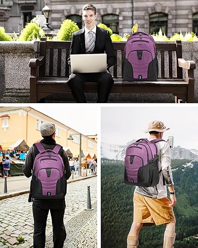 Miniatura 8 de LOVEVOOK Mochila de viaje para laptop con cerradura y 17 grandes para computadora, negocios, trabajo, escuela, universidad, mochila para hombres,
