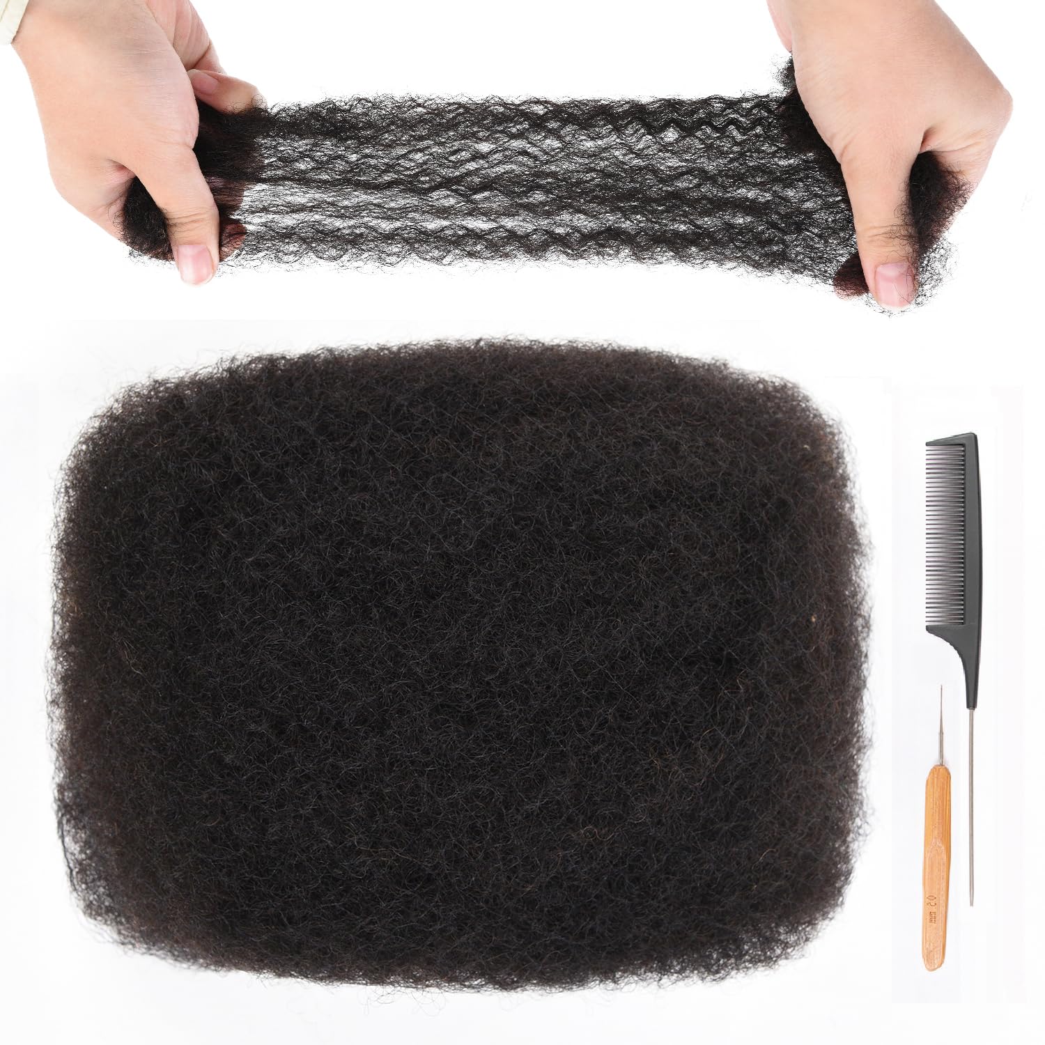 Originea Afro Kinkys Pelo humano a granel para dreadlocks y trenzado de torsión 100% cabello humano 1 paquete 8 pulgadas suave Afro Kinky cabello rizado a granel para temores Color negro natural