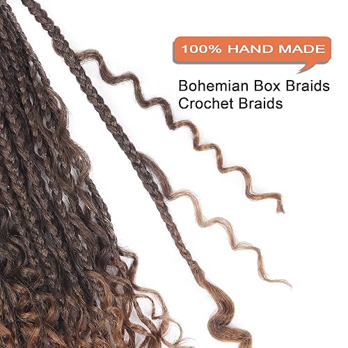 Vista 292 de Goddess Box Braids Crochet Hair With Curly Ends 18 Inch Bohomian Box Braids Crochet Braids 8 Packs 3X Crochet Braids Synthetic Braiding Hair 1B-4-30