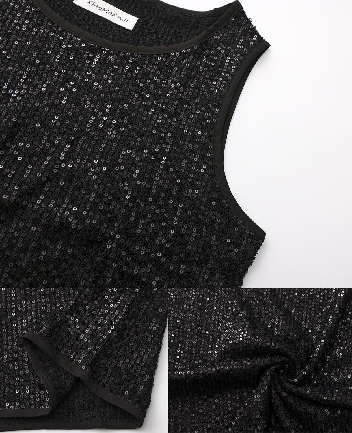 Sparkly Sequin Tops for Women Tank Top Shirt Disco Concert Outfit Shiny Camisole Cami Glitter Party Blouse - Image 4