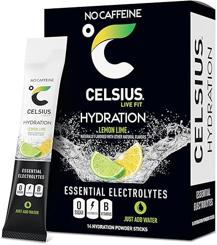 Celsius Hydration Lemon Lime, mezcla de bebida de hidratación con electrolitos sin azúcar (paquete de 14)