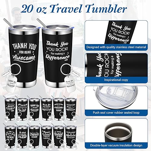 Miniatura 3 de Regalos de agradecimiento para empleados, regalos de agradecimiento a granel para el personal, compañero de trabajo, vaso de agradecimiento con