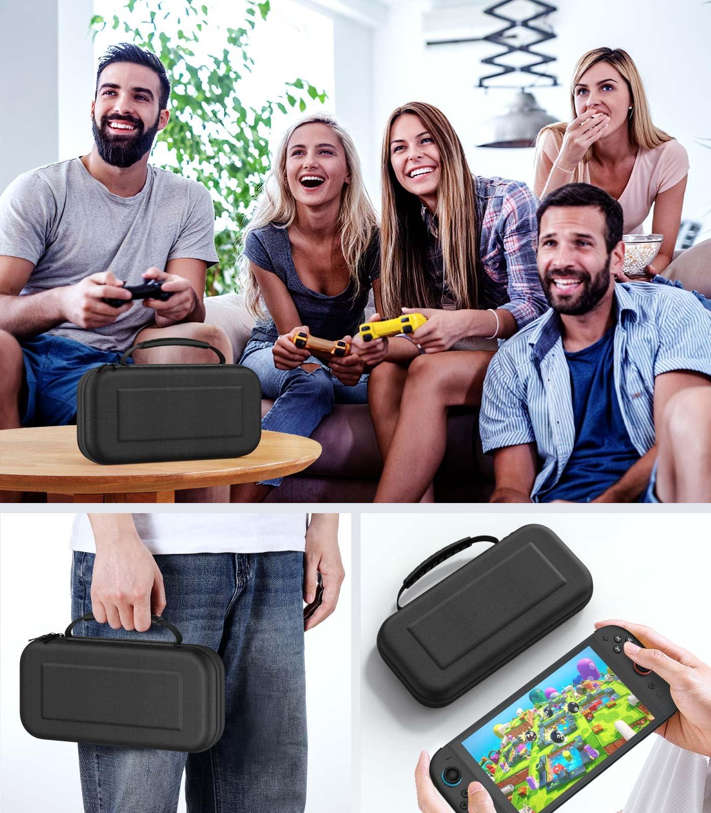 MoKo Custodia per Nintendo Switch 2 2025, Custodia da Viaggio Rigida Protettiva Portatile per Switch 2 Console Accessori, Cover di Grande Capacità con 10 Slot per Cartucce e Tasche, Nero