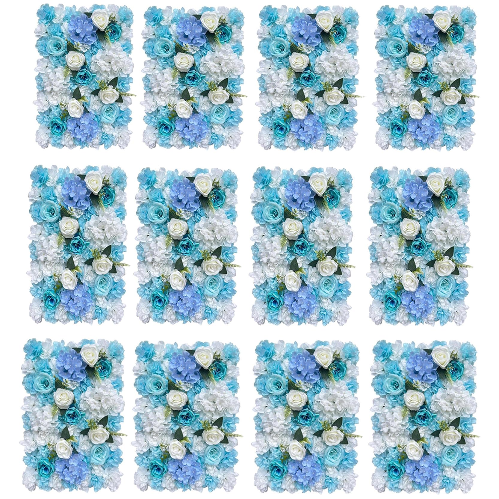 GOUZIBHD Flower Wall Panel Set for Photo Background Home Wedding Party,Wedding Flower Decorations Wall Silk Rose Panels Artificial Luxury Flower Wall Backdrop(Size:12PCS)