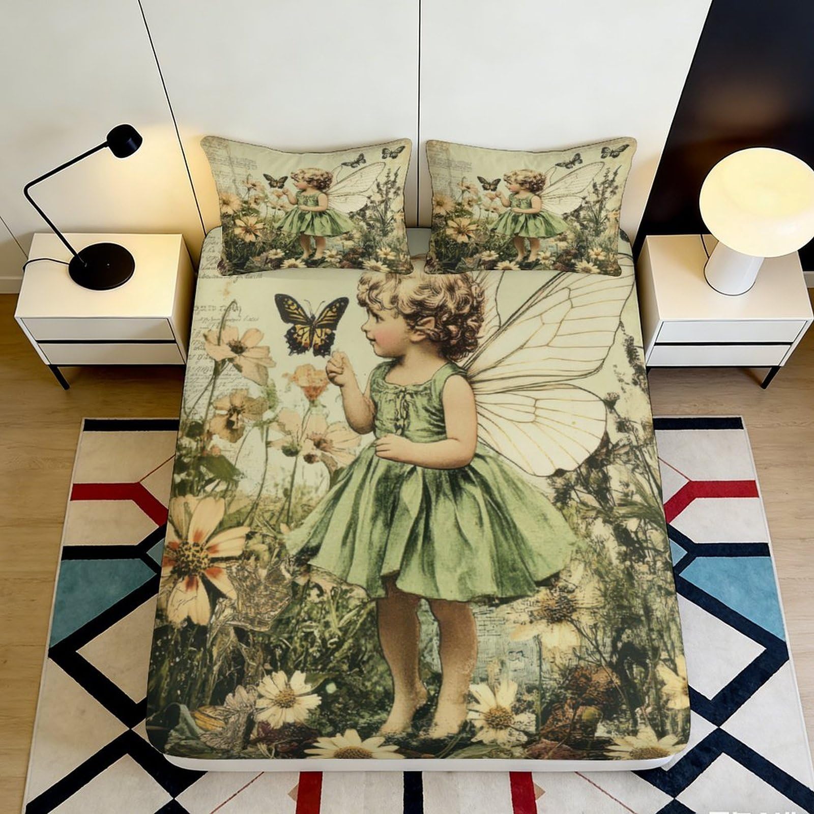 Jqzkxnhpbr Style-2 3D Printed Fairy Garden Fitted Sheet Microfiber Soft Breathable Butterfly Bed Cover For Bedroom Dorm Decor 90X200x25cm