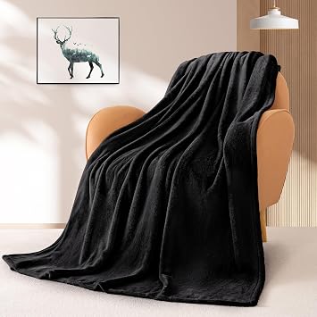 BEAUTEX Fleece Blanket King Size Super Soft Flannel Throw Blanket Lightweight Fuzzy Plush Blanket for Couch Sofa or Bed All Seasons (Black, 108 x 90)