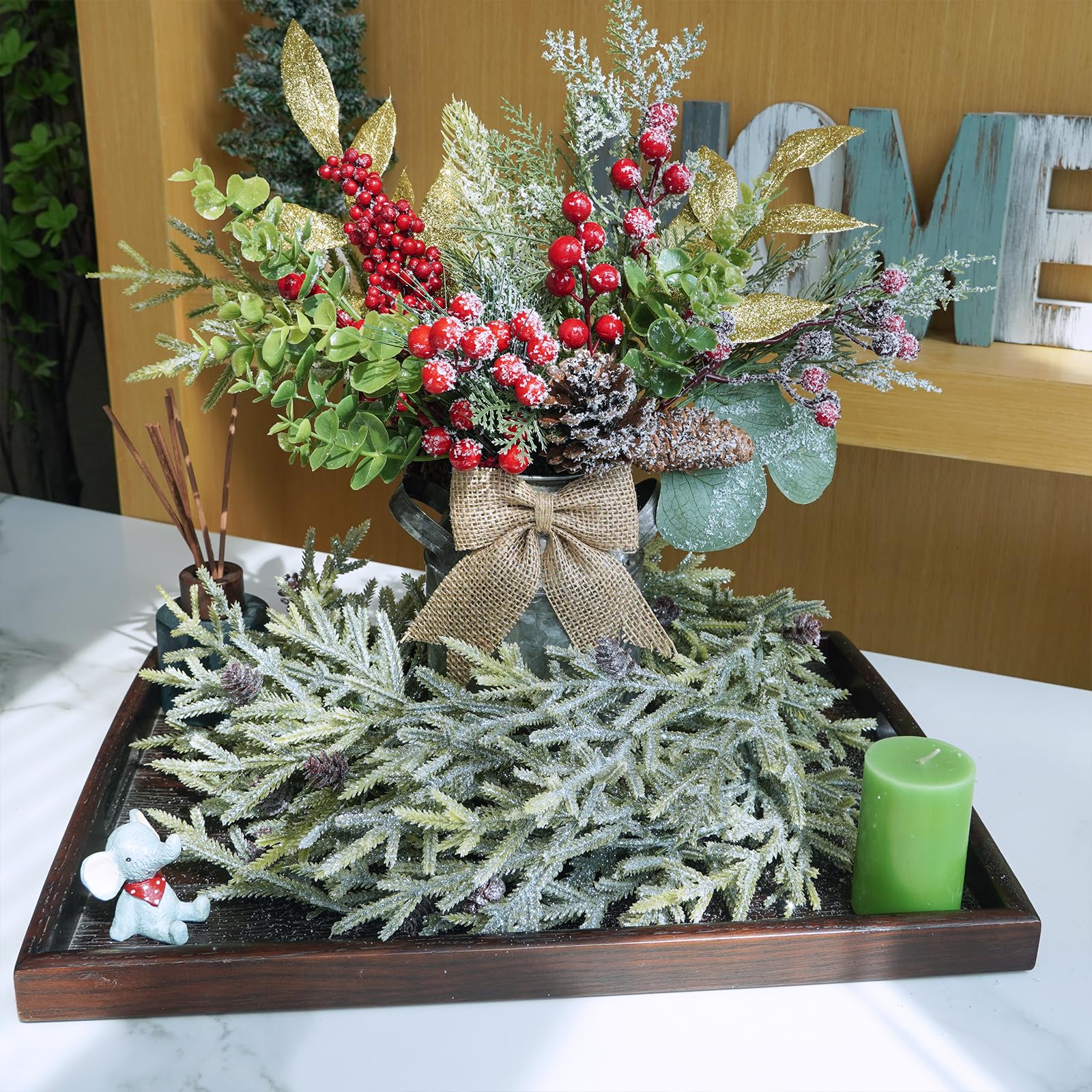 Winlyn Künstliche Weihnachtsgirlande mit Tannenzapfen, 1,8 m lang, für Weihnachten, Winter, saisonale Feiertage, Hochzeit, Tischläufer, Tafelaufsatz, Kaminbaumschmuck, 2 Stück