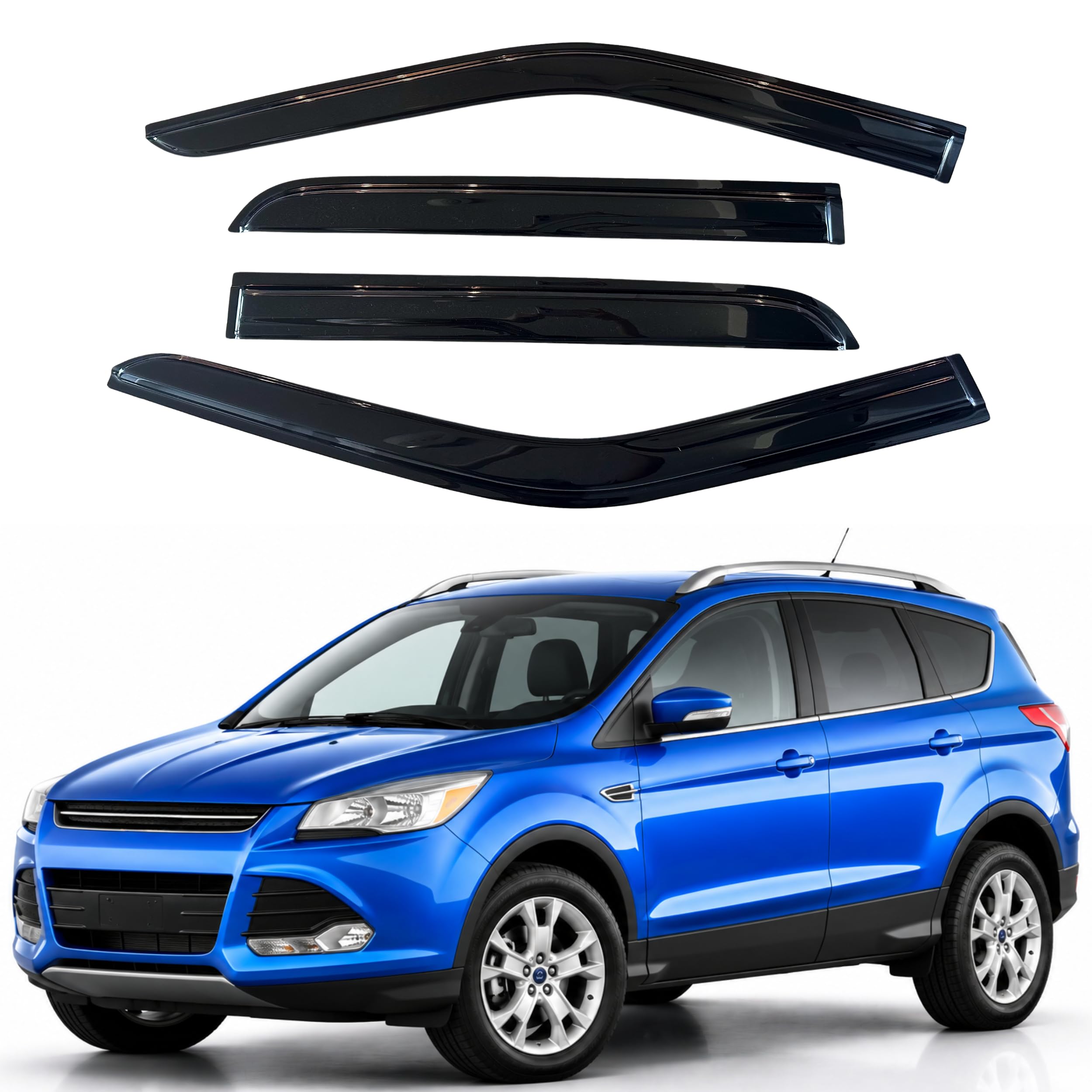 IG Window Visors Fit for 2013-2019 Ford Escape, Out-Channel Rain Guards Vent Wind Deflectors 4PC, Car Accessories for 13-19 Escape