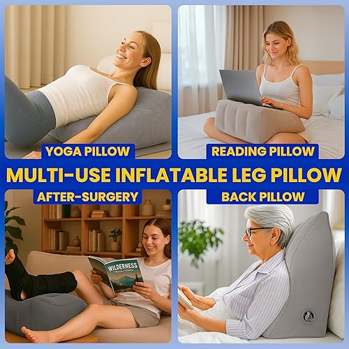 Miniatura 7 de Almohada inflable de cuña de elevación de piernas para dormir, recuperación poscirugía, alivio de hinchazón, cojín de descanso de pies de