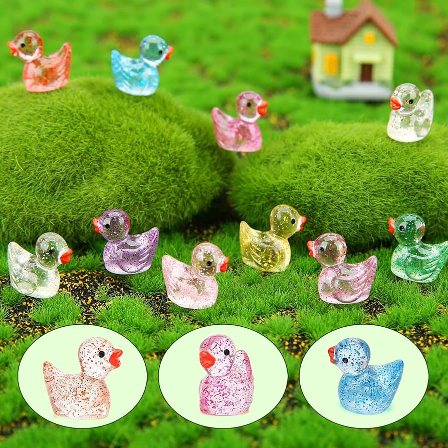 200Pcs Mini Ducks, Mini Resin Ducks Cute Glitter Little Ducks Tiny