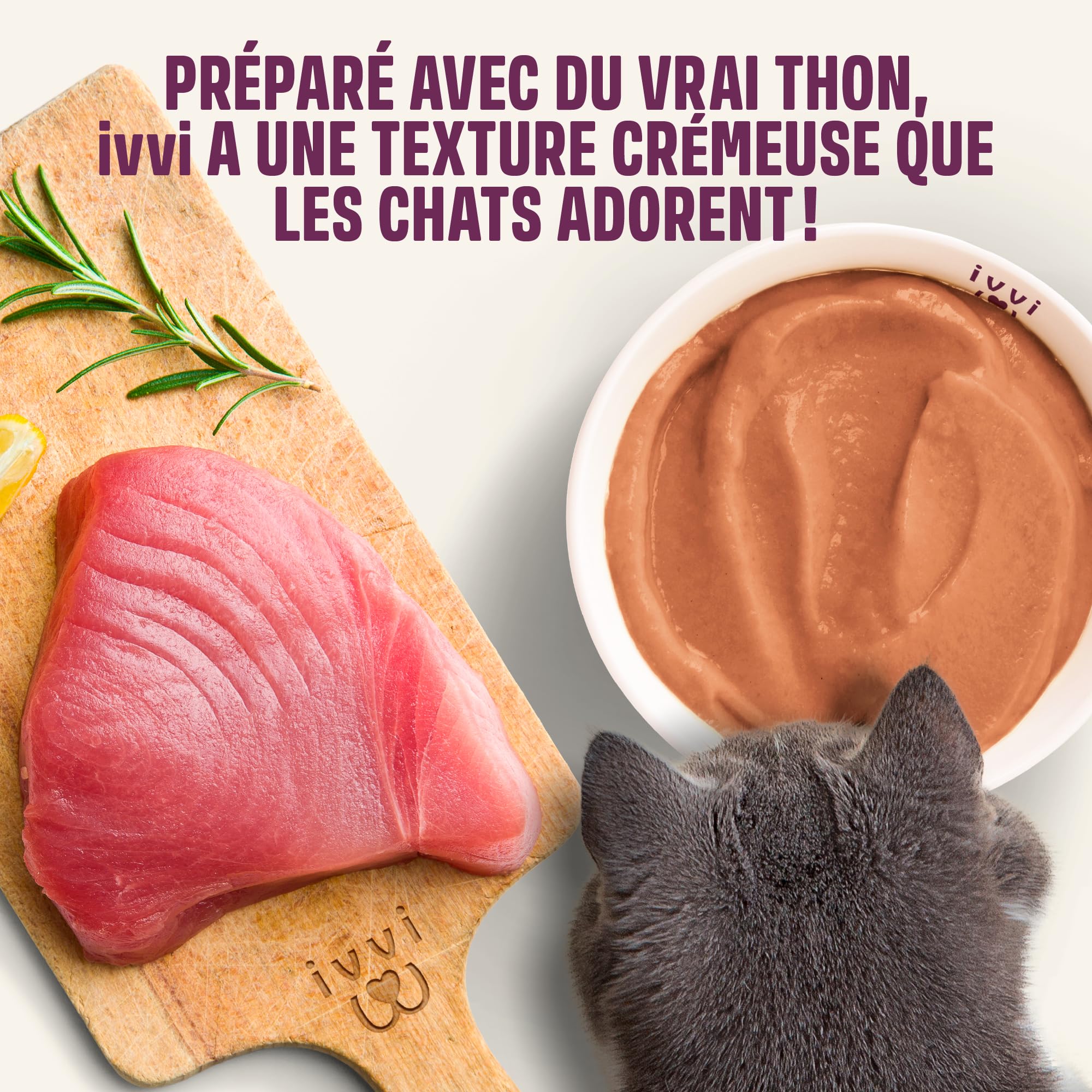 ivvi Calmant pour Chat Relax Essence – Crème à Lécher Anti-Stress Chat avec Camomille, L-Tryptophane & Magnésium – Soutien du Calme et du Bien-Être – 30 x 15g – au Vrai Thon