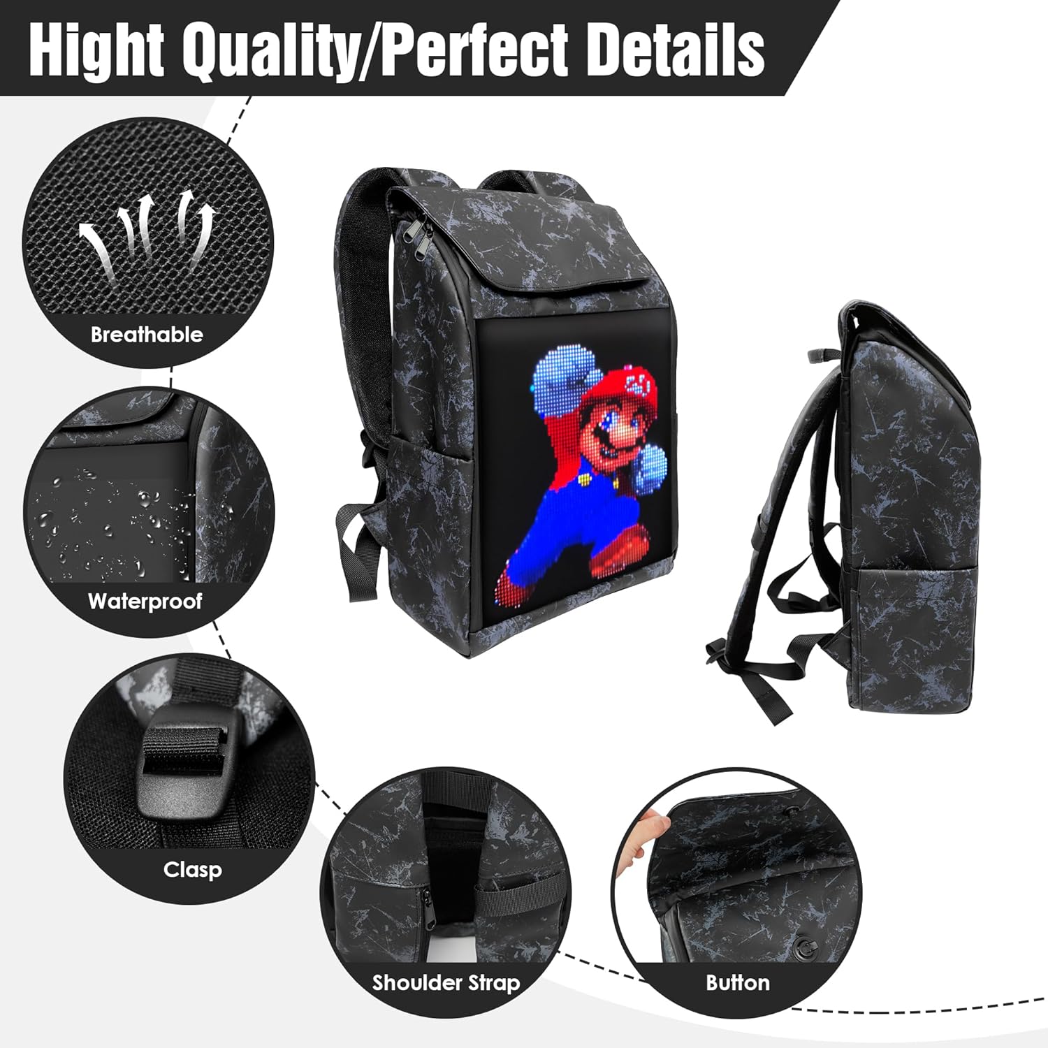Mochila Para Motocicleta DABASHAN Con Pantalla LED, (Backpack), Moda