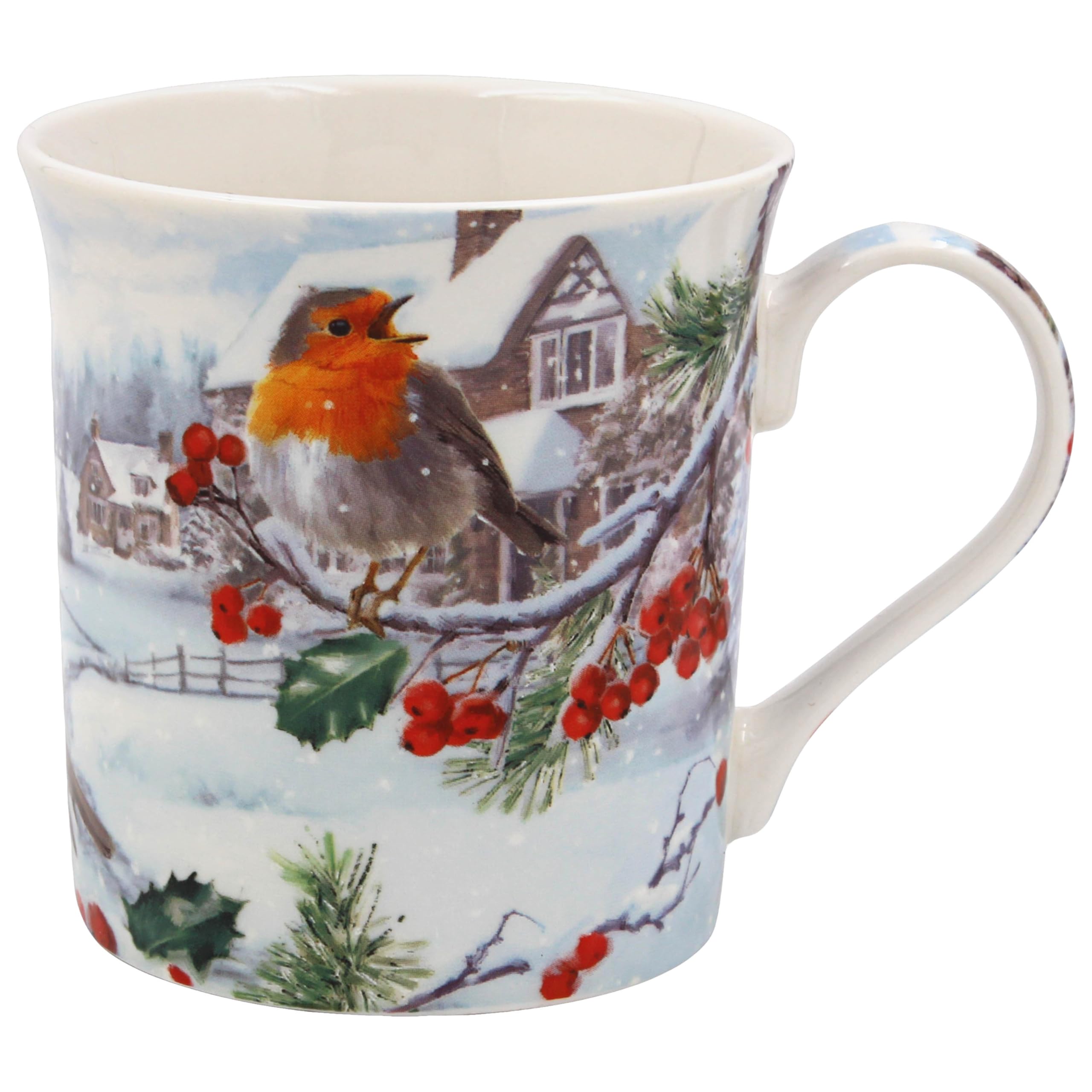 The Leonardo Collection Women's Red Or Green Christmas Robins Mug For Hot Drinks | Reusable Fine China Coffee Cups For Kitchen & Home | Printed Tea Mugs For Every Occasion | Durable Cup For All Types Of Beverages