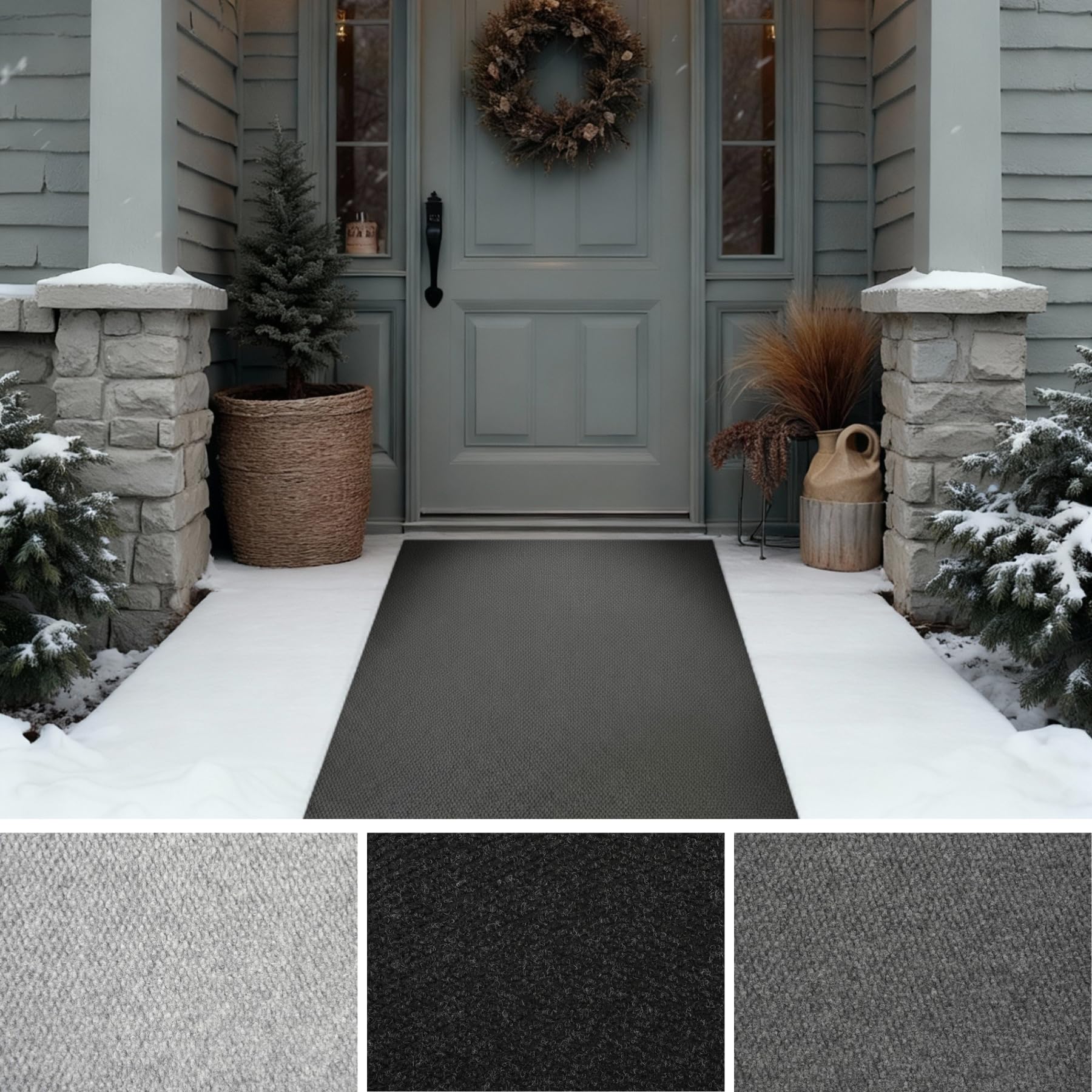 iCustomRug Hallway Runner Rug – 3x18ft Brown, Indoor/Outdoor, Non-Slip Rubber Backing, Low-Profile All-Weather Carpet, Non-Shedding & Easy Care,