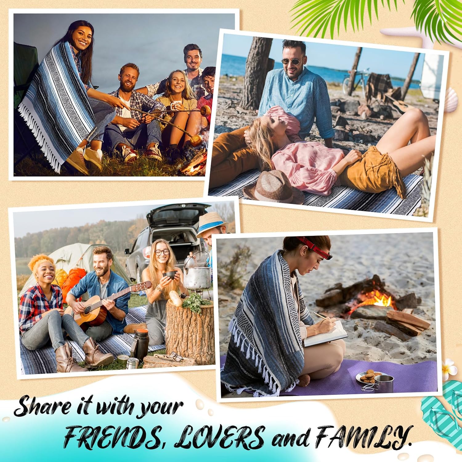 Oudain Mexican Throws Blankets 45 x 70 Inch, Cotton Outdoor Cozy Baja Falsa Blanket Woven Serape Restorative Yoga Fiesta Christmas Essential Supplies for Beach Couch Picnic(Multi Color) - Image 6