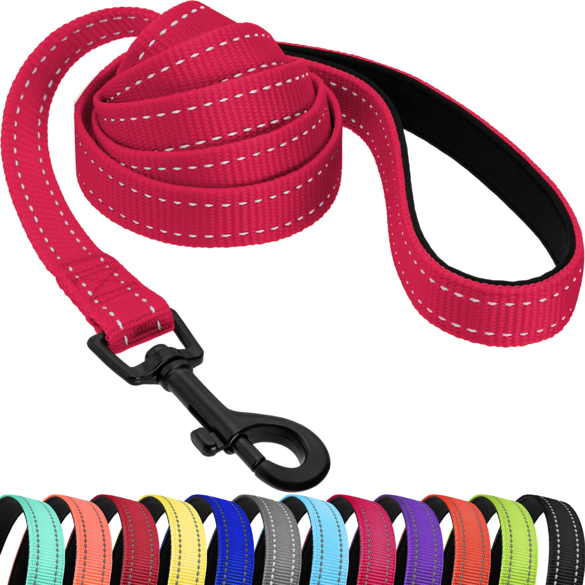 CollarDirect Nylon Dog Leash 5ft for Daily Outdoor Walking Running Training Heavy Duty Reflective Pet Leashes for Large, Medium & Small Dogs (Pink, Large)