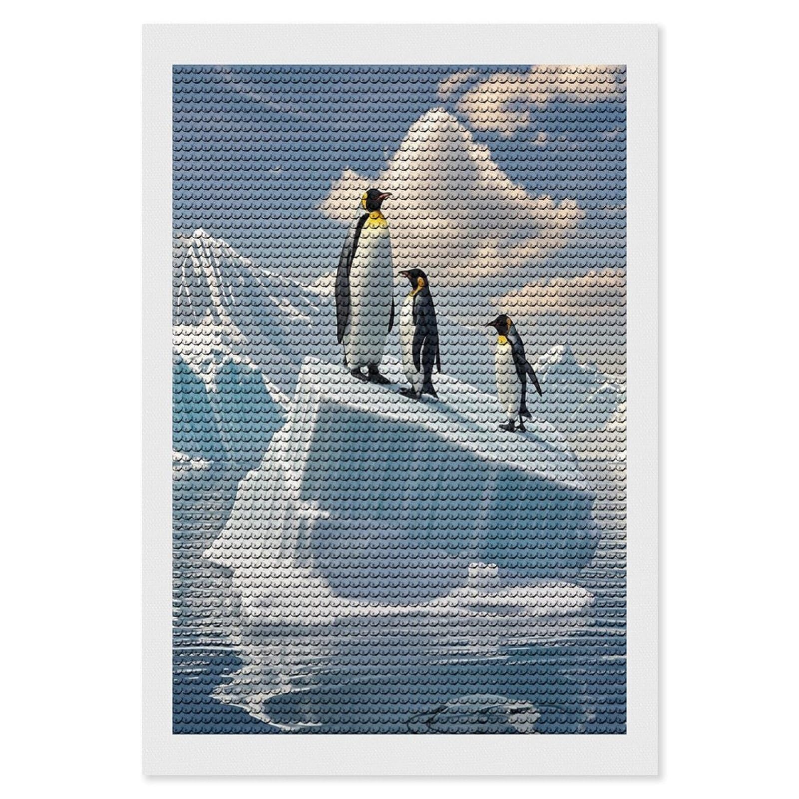 FekiLoot Penguins On The Iceberg Diamond Painting Kits for Adults Full Round Drill Diamond Art Kits for Beginners 5D DIY Diamond Dots Paintings Diamonds Pictures Gem Art Home Wall Decor 8"x12"