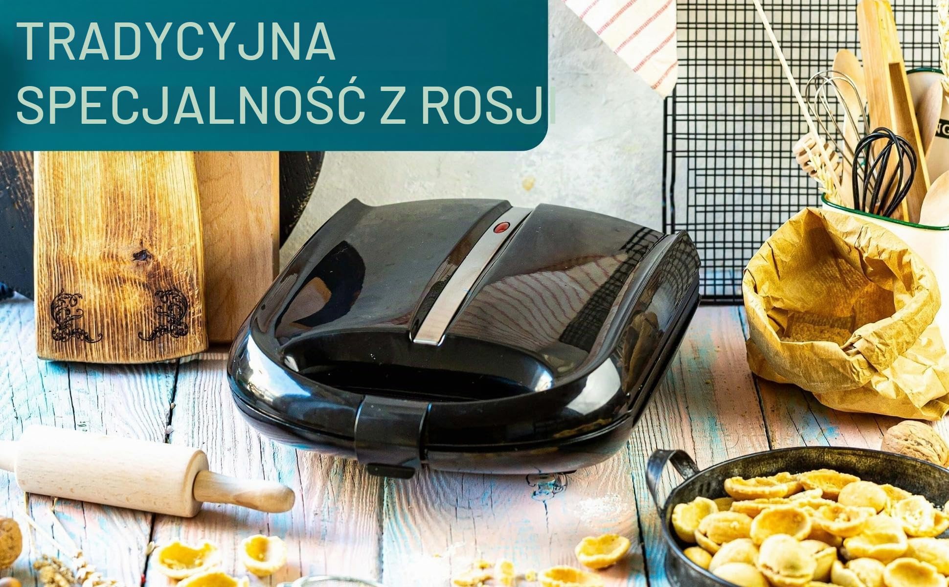Forma na gofry w kształcie orzecha włoskiego, uchwyty Cool Touch, 1400 W, powłoka nieprzywierająca, gofrownica, magiczne orzechy, Oreschki (kremowa biel)