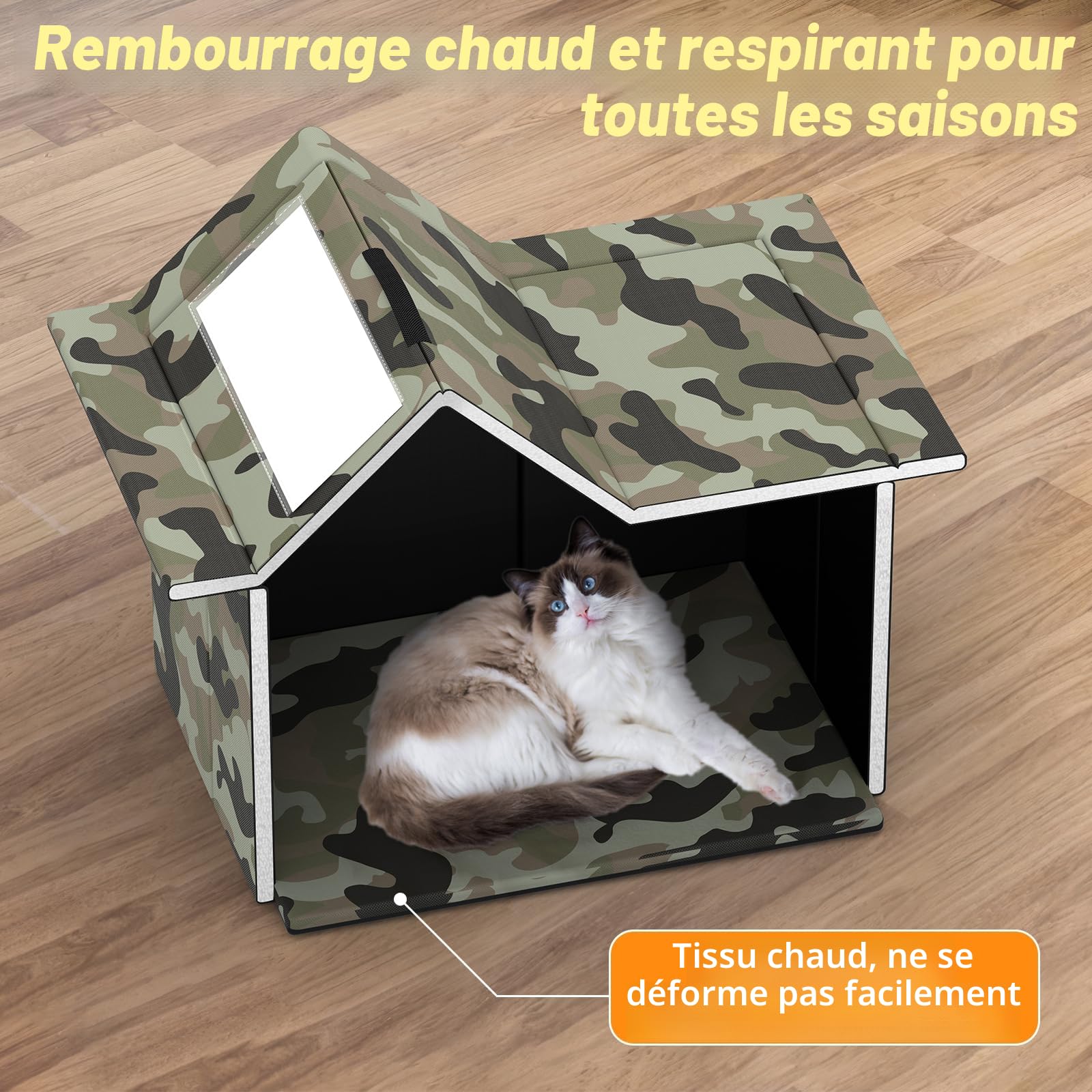 Niche pour Chat Exterieur, Cabane Chat Exterieur Facile à Laver, Résistance à La Chaleur et au Froid, Niche D'extérieur pour Chats pour Animaux Domestiques Errants et Chats Domestiques
